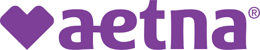 Purple logo of a heart with text next to it reading 'Aetna'.